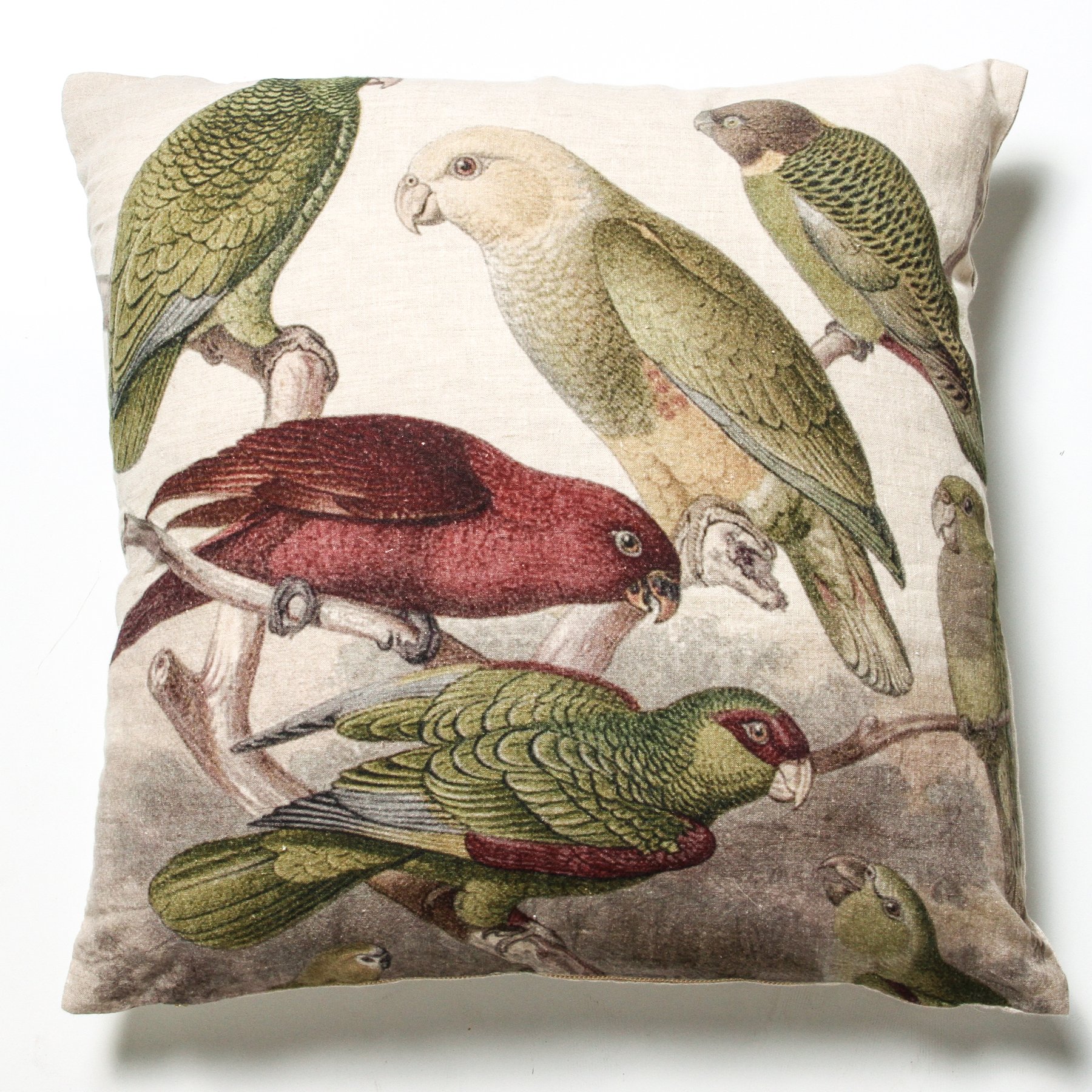 parrots linen cushion